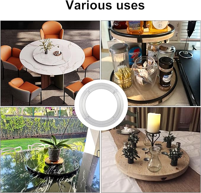 3 Pack 8 Inch Aluminium Alloy Turntable Bearing, Heavy Duty Swivel Turntable Lazy Susan for Round Dining Table, 8" Smooth Swivel Turntables for Lazy Susan Dining Table?Silver