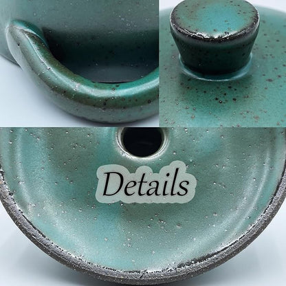 Ceramic Salt Cellar With Lid & Spoon,12oz Salt Container For Countertop,Sugar Bowl,Spice Jar(Green B)