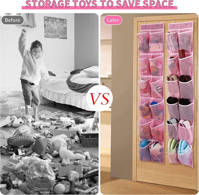 GOMAJI Over the Door Hanging Shoe Organizer, 12 Large Pockets, 2-Pack
