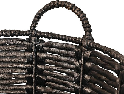 happimess BSK1003C Laurel 19.49" Bohemian Handwoven Abaca Hamper Basket with Handles, Seagrass Container for Decoration in Bedroom, Living Room, Laundry Room, Entryway, Natural, Black