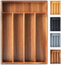 Silverware Organizer, 10 Inch Utensil Organizer Kitchen Drawer Organizer Acacia Silverware Holder Cutlery Tray Organizer in Drawer Flatware Organizer Tray(5 slots, Acacia