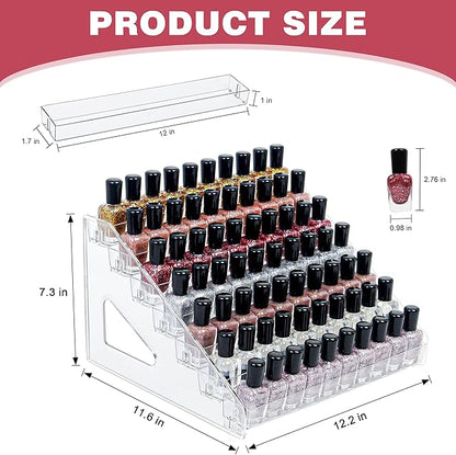 7-Tier Clear Acrylic Nail Polish Storage, Holds 56-112 Bottles, Multi-Purpose Nail Polish Rack, Sunglasses, Essential Oils and Cosmetics