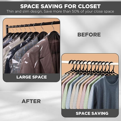 Utopia Home Clothes Hangers - Standard Plastic Hangers Space Saving - Durable Coat Hangers 50 Pack (Black)
