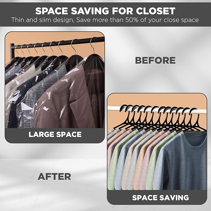 Utopia Home Plastic Hangers 50 Pack for Shirts & Pants – Space-Saving Heavy Duty Plastic Hangers with Non-Slip Shoulder Grooves & Notches - Anti-Slip Pants Bar for Increased Grip (White)