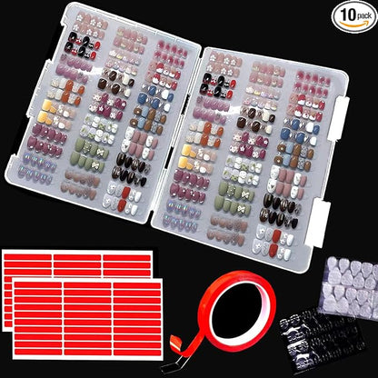 Large Compact Transparent Press-On Nail Storage Box (12 * 9 * 0.8 inch) - 600 Pieces Capacity - Press-On Nail Organizer & Display Storage Box