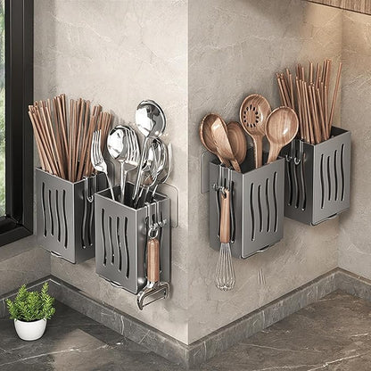 Wall Mounted Cutlery Holder Rack - Chopstick Display Rack | Utensil Drying Rack | Punch- Chopstick Storage Rack | Freestanding Organizer Rack Multifunctional For Spoons And Chopstick