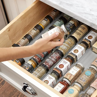 YouCopia SpiceLiner Spice Rack Drawer Organizer (Universal Fit 10’ Roll),Gray
