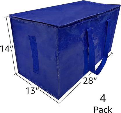Storage Totes, Moving Bags, 4 Pack, Extra Large Bags For Moving Supplies, Bedroom Closet, College Dorm Essentials, Alternative To Moving Boxes