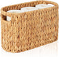 FairyHaus Wicker Toilet Paper Storage Basket with Buit-in Handles, 6 Rolls Natural Water Hyacinth Toilet Paper Holder Stand with Storage, Freestanding Handwoven Toilet Paper Holder Basket for Bathroom