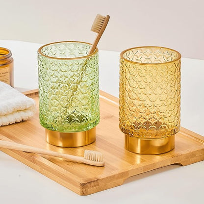 Makeup Brush Holder Organizer,Toothbrush Holders,Desk Pen Pencil Holder,Multifunctional Vintage Glass Brush Cup（A44-1-US）