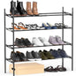 Simple Houseware Space-Saving 4-Tier Shoe Rack - Expandable & Stackable Metal Footwear Organizer for Entryway or Closet, Black