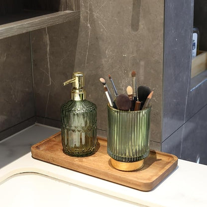 Bathroom Vanity Tray, Bathroom Tray for Counter, Toilet Tank Tray, Wood Bathroom Tray for Organizing and Home Decor (9.8 x 5.1 x 0.8 inch)