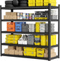 48''W Garage Shelving,3300LBS Heavy Duty Garage Shelving,63"H Industrial Shelving,Adjustable Storage Shelf Unit with Double Layer Posts for Garage,Basement,Warehouse,Commercial,Black 5 Tier