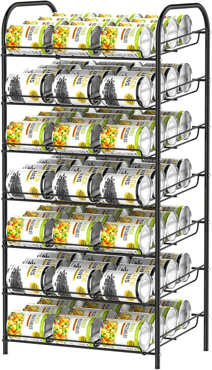 DOMYDEVM Can Rack Organizer, 7-Tier Can Storage Organizer, Black Beverage Soda Holder Holds up to 84 Can, Can Drink Storage Organizer for Pantry Kitchen