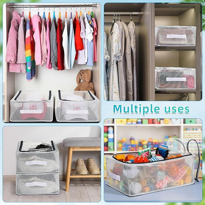 Chunful 4 Baseball Hats Storage Organizer with Window Lid Foldable Clear Snapback Baseball Caps Holder Box with Zipper Stackable Display Storage Containers Case for Closet Shelf, Each Holds 12 Hats