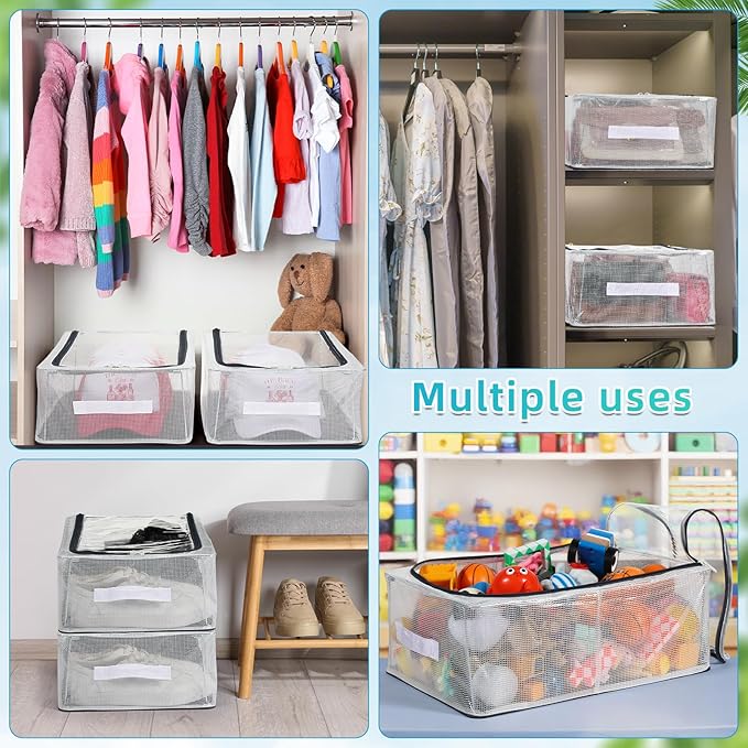 Chunful 8 Baseball Hats Storage Organizer with Window Lid Foldable Clear Snapback Baseball Caps Holder Box with Zipper Stackable Display Storage Containers Case for Closet Shelf, Each Holds 12 Hats