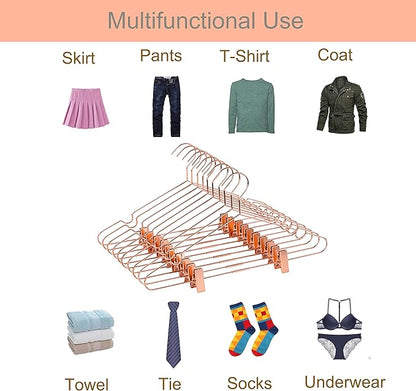 50Pack Koobay 16.5" Metal Hook Wire Rose Gold Copper Hangers with Clips Clothes Stroage Coat Hangers
