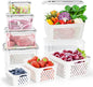 10 Pieces Fruit Storage Container for Fridge, 5 Pack Plastic Fruit Containers for Fridge with Removable Colander, Container for Fruit Berry Salad, BPA Free Kitchen Refrigerator Organizers