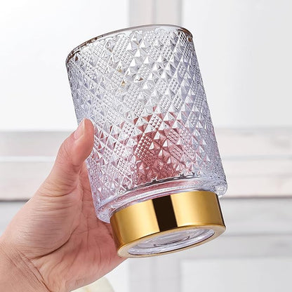 Makeup Brush Holder Organizer,Toothbrush Holders,Desk Pen Pencil Holder,Multifunctional Vintage Glass Brush Cup（A45-9-US）