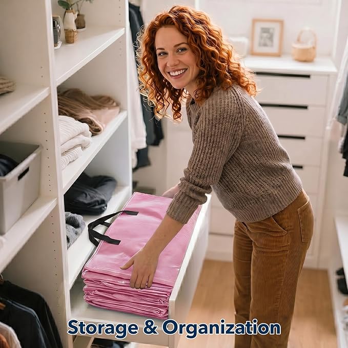 Moving Bags Heavy Duty,Extra Large Moving Bags for Travel/College Packing/Storage/Organization/Seasonal Clothes & Bedding Storage,Moving Supplies Bins,Compatible with Ikea Frakta Cart (Pink,6Pcs)