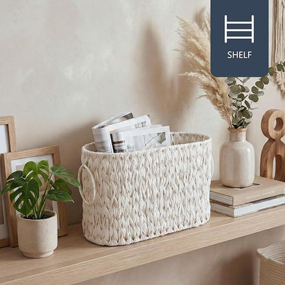 Coeusy Toilet Paper Basket,Boho Decorative Toilet Paper Storage,Large Wicker Basket for Bathroom Storage,Free Standing