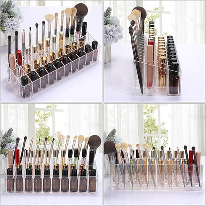 ELLDOO Rollerball Perfume Organizer, 44 Spaces Clear Acrylic Perfume Storage Holder Beauty Scent Holder, Essential Oil Storage Holder Organizer, Makeup Lipgloss Lipstick Display Case