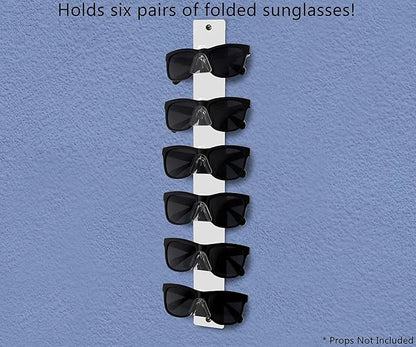 Marketing Holders Sunglasses Holder 6 Pair Wall Mount With Hardware Department Stores Pharmacies Supermarkets Fashion Retailers Malls Shopping Centers Lightweight Durable White Acrylic