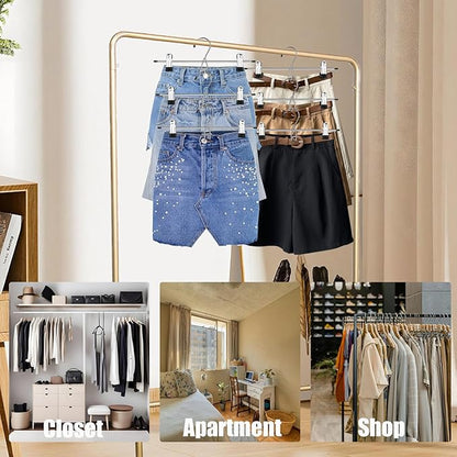 Pants Hangers with Clips, 20 Pack Stackable Skirts Hanger Space Saving, Hanging Closet Organizer and Storage for College Dorm Apartment