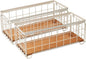 Metal Wire Storage Basket, Toilet Paper Roll Holder Wood Base Countertop Decor Box Toilet Tank Shelf Cabinet Organizer for Bathroom Pantry Garage Bedroom Livingroom (Cream White (2 Pack))