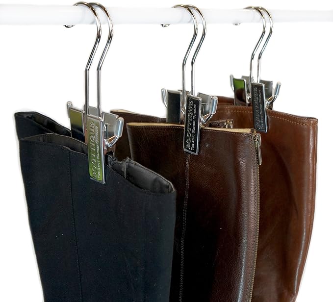 Boottique Boot Organizer: The Boot Rack Fits in Most Closets- Hangs, Holds, Shapes, & Protects Every Size and Style of Boots (6 Boot Hangers) (3 Silver Hangers Add-on)