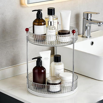 2Tier Transparent Rotating Skin Care Perfume Organizer Dresser Living Room Kitchen Storage Display Shelf