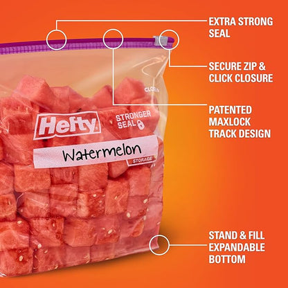 Hefty Slider Kitchen Storage Bags, Gallon Size, 66 Count (Pack of 4)