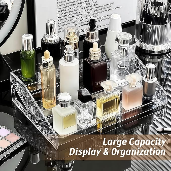Perfume Organizer- 3 Tier Cologne Stand Clear Plastic Cologne Organizer for Men/Women Fragrance, Lotion, Skincare Display Holder Shelf (1 Pack-Clear)