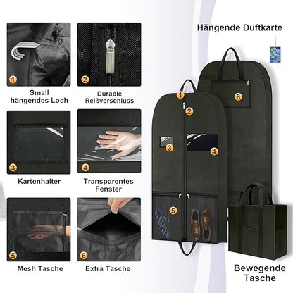 43" Garment Bags for Closet Storage and Travel, Gusseted Hanging Garment Bags for Men Women with Pockets Handles and Zipper, Suit Cover Bags for Clothes, Suits, Dress, Shirts, Coats, Jackets, 2 Pack