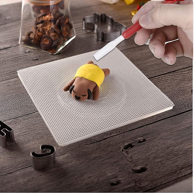 Cookie Turntable, 7" Clear Decorating Turntable With Acrylic Bearing Base and Non-Slip Mat, Helps Icing Cookies Faster & Better (Square)