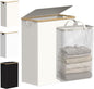 efluky Slim Laundry Basket with Lid, Narrow Laundry Hamper with Removable Bag, Skinny Dirty Clothes Basket with Bamboo Handles for Bathroom, Bedroom & Laundry Room, 65L Beige