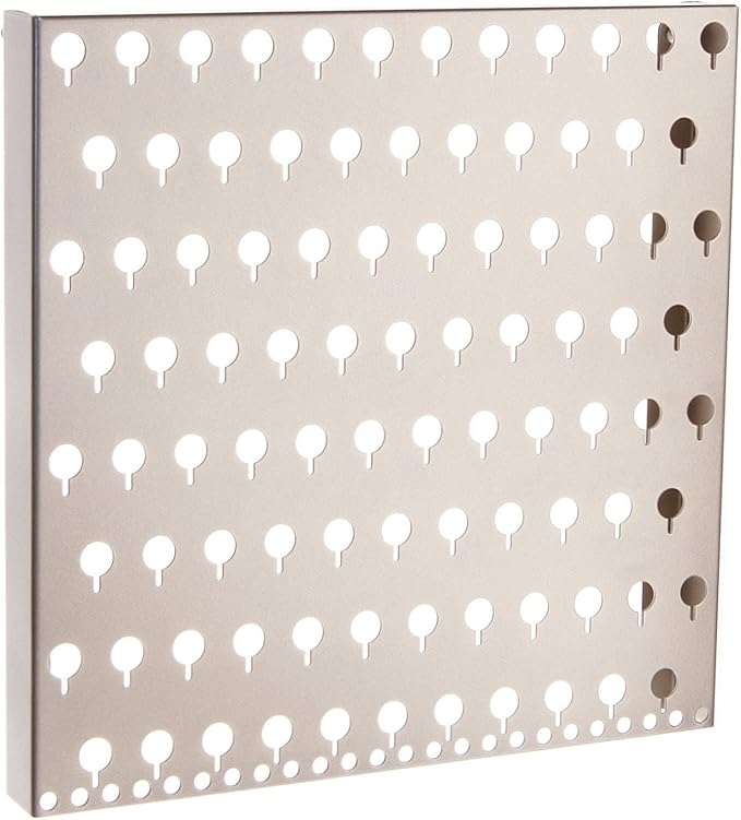 Angelynn's Wall Mounted Earring Holder Organizer Display for Small and Medium Women Post Stud Dangle Pierced Earrings, Hanging Closet Jewelry Storage Rack, Sariea Satin Nickel Silver 12"x12"