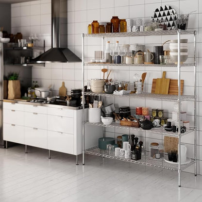 21" Deep x 60" Wide x 74" Height Wire Shelving Kit | 5-Tier | NSF Commercial Storage Rack Unit
