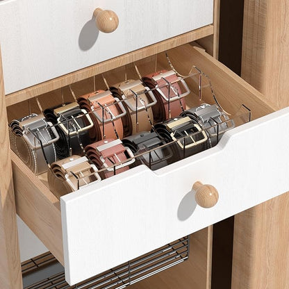 Large Acrylic Belt Organizer, Clear 10 Compartments Storage with Dust Cover, Display Holder