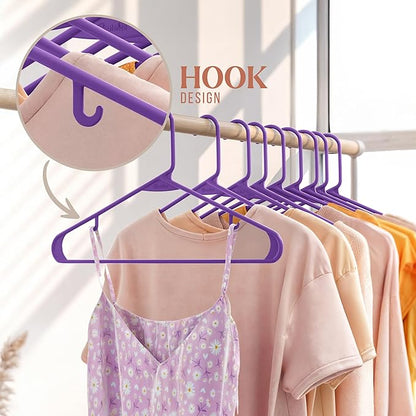 Plastic Hangers 50 Pack Purple - Clothes Hangers - Makes The Perfect Coat Hanger and General Space Saving Hangers for Closet and New Apartment Essentials - Percheros Ganchos para Colgar Ropa Hangars