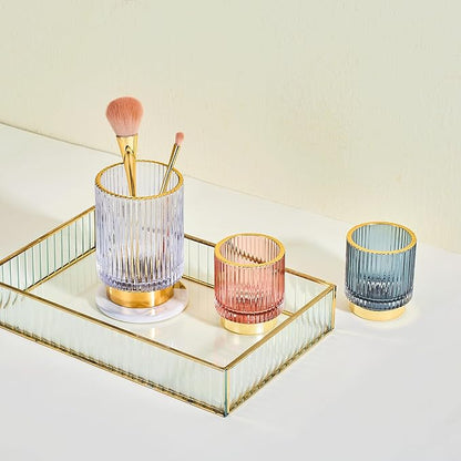 Makeup Brush Holder Organizer,Toothbrush Holders,Desk Pen Pencil Holder,Multifunctional Vintage Glass Brush Cup(A3-20-US)