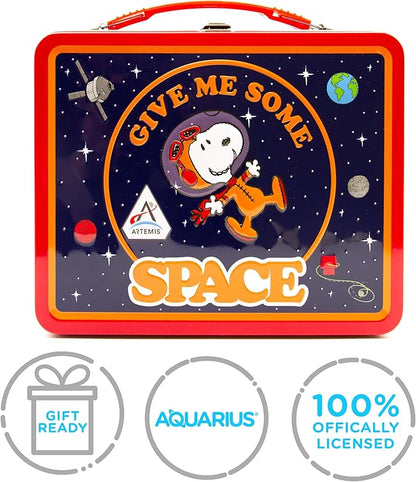 Aquarius Peanuts Artemis Fun Box 8x6 Inch - Officially Licensed Snoopy Space Collectible Storage Organizer Tin Gift for Kids and Teens