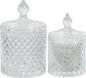 R FLORY 2 Pack Qtip Holder Glass Apothecary Jars with Lids Bathroom Storage Organizer for Cotton Swabs, Balls, Pads, Floss Picks, Vanity Storage Containers for Makeup, Candy, Jewelry (10+24oz, Clear)