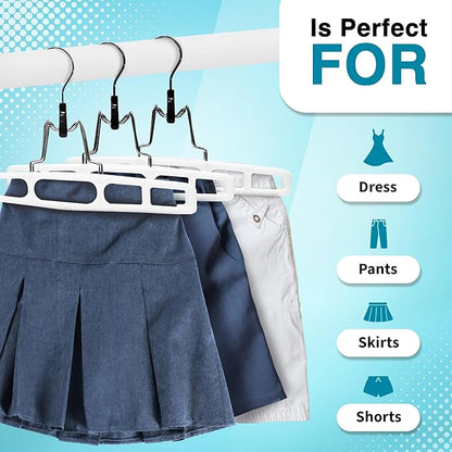 DEILSY™ Pants Hangers Skirt Hanger Pant with Locking Hook Versatile Skirt Hangers for Closet Organization White Jean for Men and Women Heavy Duty 10 Pack
