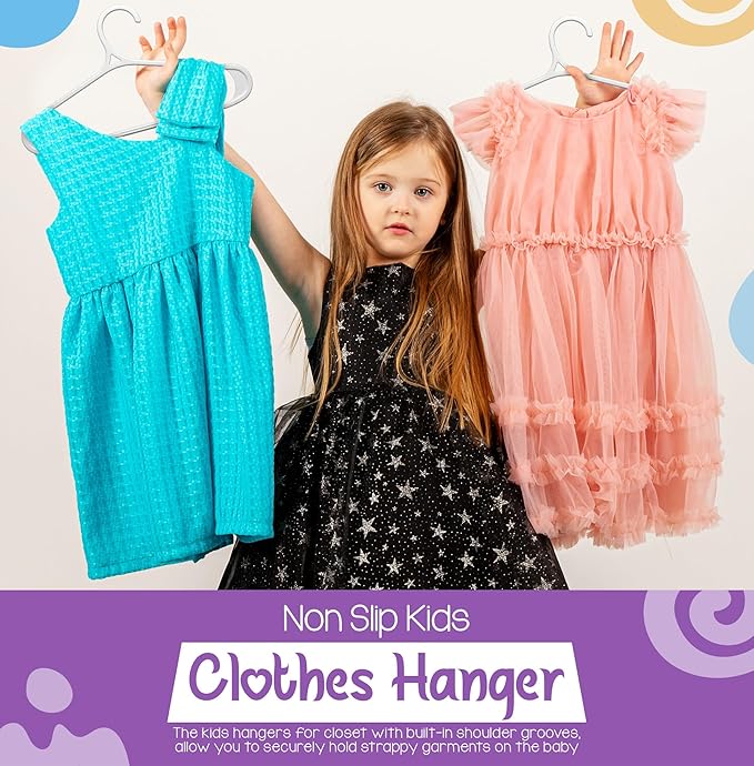 Utopia Home Kids Hangers 20 Pack - 11 Inch Plastic Baby Hangers for Closet - Childrens Hanger for Clothes & Infant Hanger for Closet - Non-Slip Shoulder Grooves, Strap Hooks & Pants Bar (White)
