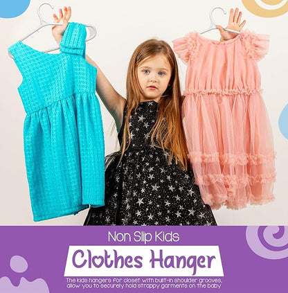 Utopia Home Kids Hangers 20 Pack - 11 Inch Plastic Baby Hangers for Closet - Childrens Hanger for Clothes & Infant Hanger for Closet - Non-Slip Shoulder Grooves, Strap Hooks & Pants Bar (White)
