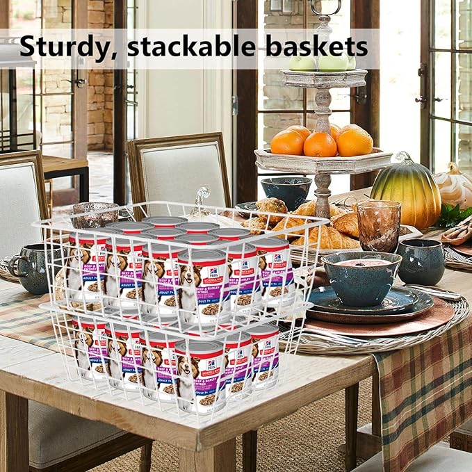 4 Pack Deep Freezer Organizer Bins Stackable Wire Basket for Organizing Metal Wire Storage Baskets for Pantry, Freezer Baskets for Chest Freezer, Upright Freezer