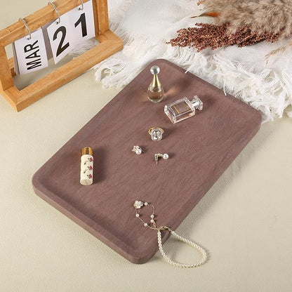 Karibiber Marble Vanity Tray, 11.8in Sandstone Bathroom Kitchen Tray for Countertop, Decorative Dresser Organizer, Perfume Storage, Jewelry Holder, Brown Stone Gift for Man