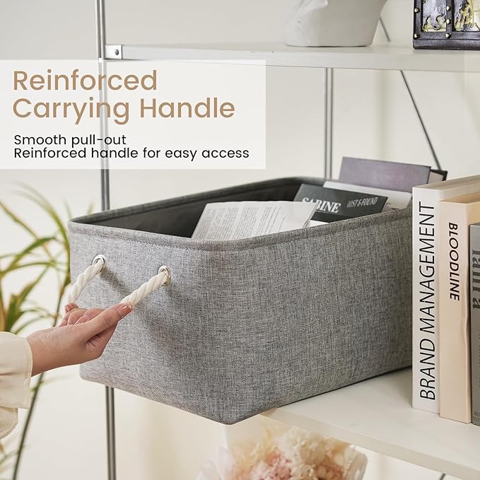 Large Storage Baskets- 15.7x11.8x8.26 inch Storage Bins for Shelves and Closet Organizing, Foldable Fabric Bin for Home Organization Clothes and Laundry (6-Pack, Gray)