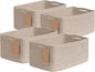 Goodpick 4 Pack Storage Baskets for Shelves, Rectangle Woven Baskets for Organizing, Closet Storage Bins with Handles, Decorative Toy Organizer Basket for Gifts, 13''L x 8''W x 6''H, Brown